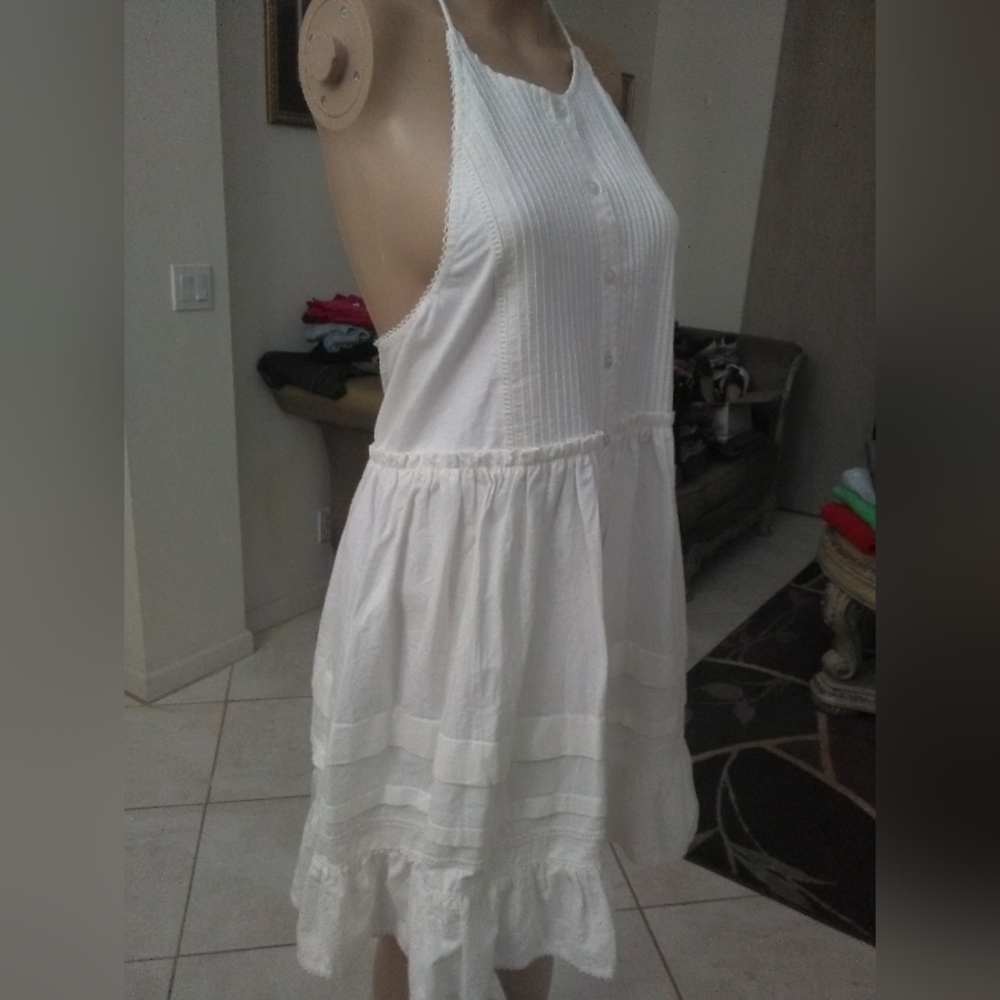 BNWOT FREE PEOPLE SEXY DRESS WHITE HALTER TOP W/ WIDE BOTTOM AMAZING BACK - Picture 6 of 10